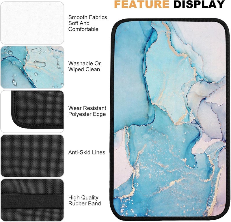 Adastrah Blue Marble Auto Center Console Pad,Car Armrest Pad Car Armrest Seat Box Cover Protector for Most Cars - Image 5